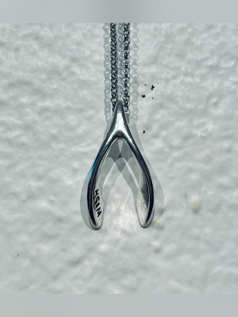 Vintage Silver Tone Wishbone Pendant Necklace